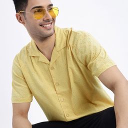 SHOWOFF Men Premium Cuban Collar Textured Cotton Slim Fit Casual Shirt-image-67