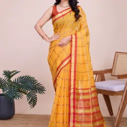 LeeliPeeri Designer Woven Design Checked Saree-image-78