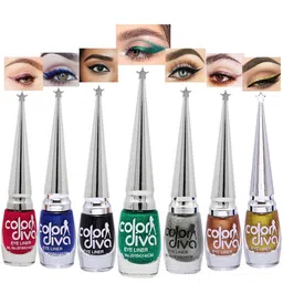 Color Diva Set Of 7 Eyeliner - 6 ml Each - Pink-Blue-Black-Green-Green-Grey-Copper-Gold-0