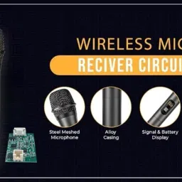adiohub Wireless Microphone with Built-in Antenna & Receiver Circuit | Mic for Karaoke, Microphone image 4
