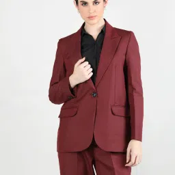 Women Solid Single Breasted Casual Blazer-image-3