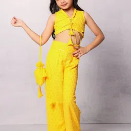 Futra Gabha Girls Embellished Top with Trousers-image-44