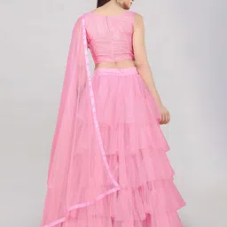 DIVASTRI Embroidered Sequinned Semi-Stitched Lehenga & Unstitched Blouse With Dupatta image 2