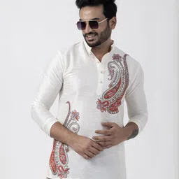 PulseIQ Men Off White Kurtas-image-55