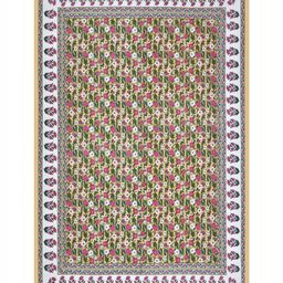 Desi Mantra Peach-Coloured & Green Floral 144 TC Queen Bedsheet with 2 Pillow Covers-image-52