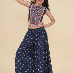 Bitiya by Bhama Girls Floral Embroidered Empire Gotta Patti Top with Palazzos-picture-53