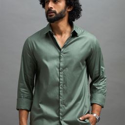 Espanshe Calanthe Slim Fit Twill Pure Cotton Casual Shirt-image-61