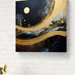 Livin'luxe Black & Gold-Toned Abstract Printed Canvas Wall Art-12