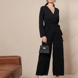 SASSAFRAS worklyf V-Neck Belted Basic Jumpsuit-image-21