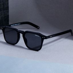 Arzonai Unisex Black Lens & Black Aviator Sunglasses with-picture-9