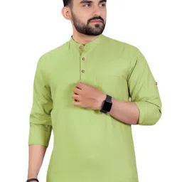 EdinWolf Men Slim Fit Full Sleeve Band Collar Cotton Kurta-image-34