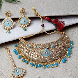 Anouk Gold-Plated Stone Studded & Beaded Jewellery Set-image-57