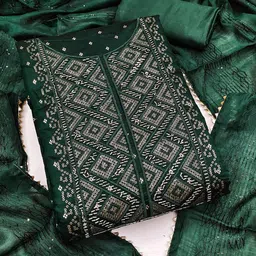 Mitera Embroidered Art Silk Unstitched Dress Material-image-42