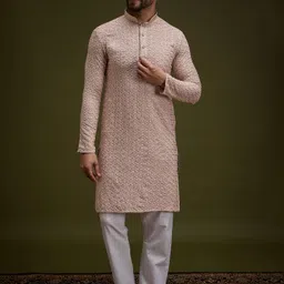 Anouk Men Geometric Embroidered Chikankari Kurta-image-26