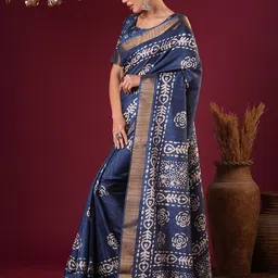 Anouk Floral Zari Silk Blend Sungudi Saree-image-96