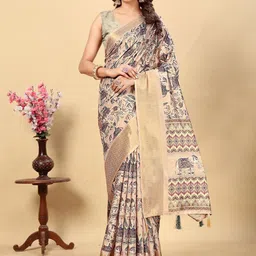 J 6 DESIGNER Kalamkari Printed Zari Border Saree-picture-17