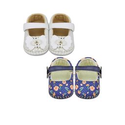 NESKA MODA Girls White Cotton Booties-picture-3