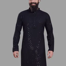 PulseIQ Men Embroidered Chikankari Kurta-image-77
