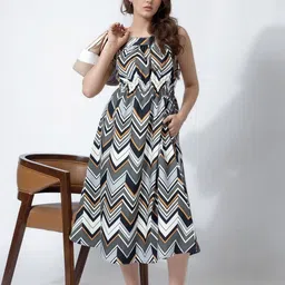 all about you Geometric Printed Fit & Flare Midi Dress-image-45