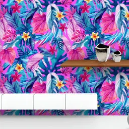 ArtzFolio Printed UV-Resistant Anti-Bacterial Exotic Leaves And Flowers Peel & Stick Wallpaper-picture-36