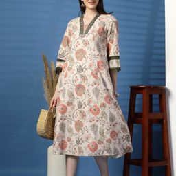 Ramas Women Floral Printed Thread Work Anarkali Kurta-image-77
