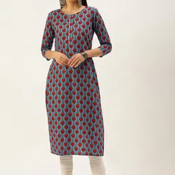 KALINI Women Ethnic Motifs Checked Mirror Work Kurta-11