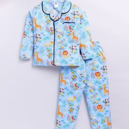 Nottie Planet Girls Graphic Printed Long Sleeves Night suit-image-68