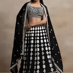 FABPIXEL Semi Stitched Thread Embroidered Lehenga With Choli & Dupatta-picture-39