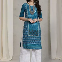 7Threads Selection Of 6 Geometric Printed Round Neck Straight Kurtas-image-63