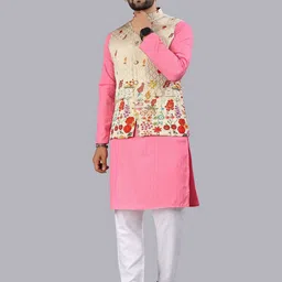 Leipzig Fashion Men Striped Regular Straight Kurta Pyjamas with Jacket-picture-11