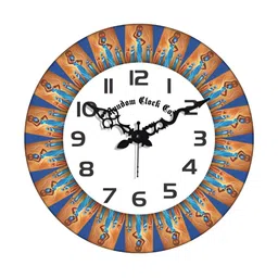 RANDOM White & Blue Printed Contemporary Wall Clock-28