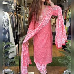 Royal Export Women Bandhani Printed Regular Kurta with Salwar & With Dupatta-image-79