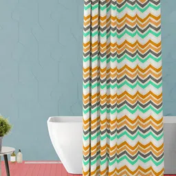 ArtzFolio Green & White Printed Waterproof Shower Curtain-image-24