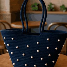 Textile and Beyond Textured Cotton Crochet Tote Basket Bag-image-66