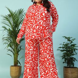 Oxolloxo Curve Plus Size Printed Shirt With Palazzo-image-63