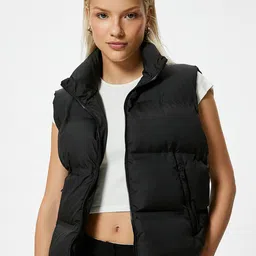 Koton Mock Collar Sleeveless Quilted Jacket-image-54