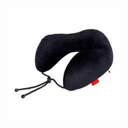 DR.ORTHO Black Memory Foam Filled Faux Velvet Travel Pillow-9