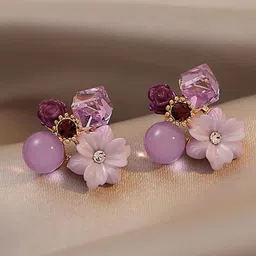 Celestique Korean Artificial Stones Studded Contemporary Shaped Drop Earrings-60