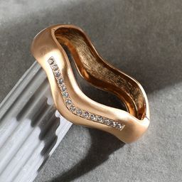 SOHI Gold-Plated Stone Studded Bangle-Style Bracelet-image-17