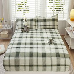 JC HOME Green & White 220 TC King Bedsheet with 2 Pillow Covers-18