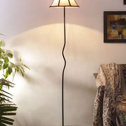 Devansh White & Black Iron Floor Lamp With Shade-23