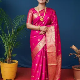 VILLE FASHION Ethnic Motifs Woven Design Zari Kanjeevaram Saree-19