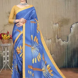 P D Silk Mills Floral Beads and Stones Pure Georgette Saree-image-4