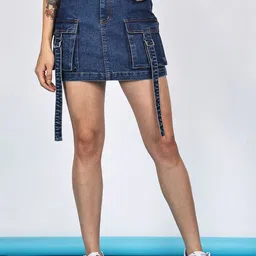 PUELLA Cargo Denim A-Line Mini Skirt-picture-48