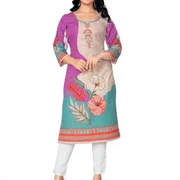 GRIOPY Floral Printed Thread Work Straight Kurta-image-33