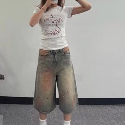 StyleCast Women Wide Leg Low-Rise Heavy Fade Cropped Jeans-image-69