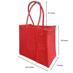 MAATIR DESIGNS Red Set of 1 Reusable Tote Basket Organisers image 4
