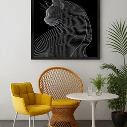 999Store Black & Grey Line Art Cat Canvas Wall Art-image-5
