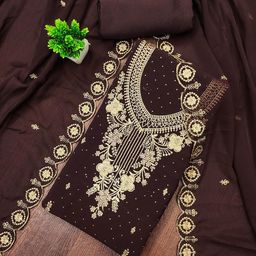 MANVAA Embroidered Silk Chiffon Unstitched Dress Material-image-78