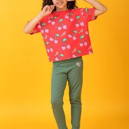 Anthrilo Girls Printed T-Shirt With Leggings-50